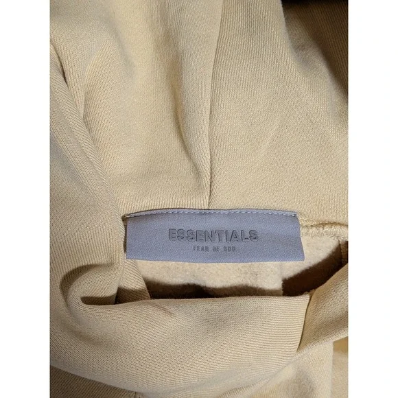 Fear of God Essentials Hoodie Yellow Lemonade Logo Pullover Sweatshirt Mens L - Picture 12 of 13